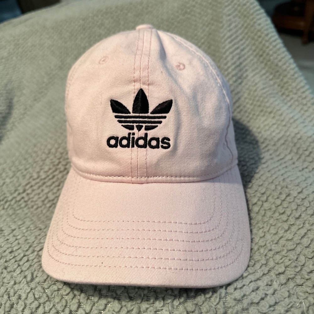 Pink and black Adidas hat